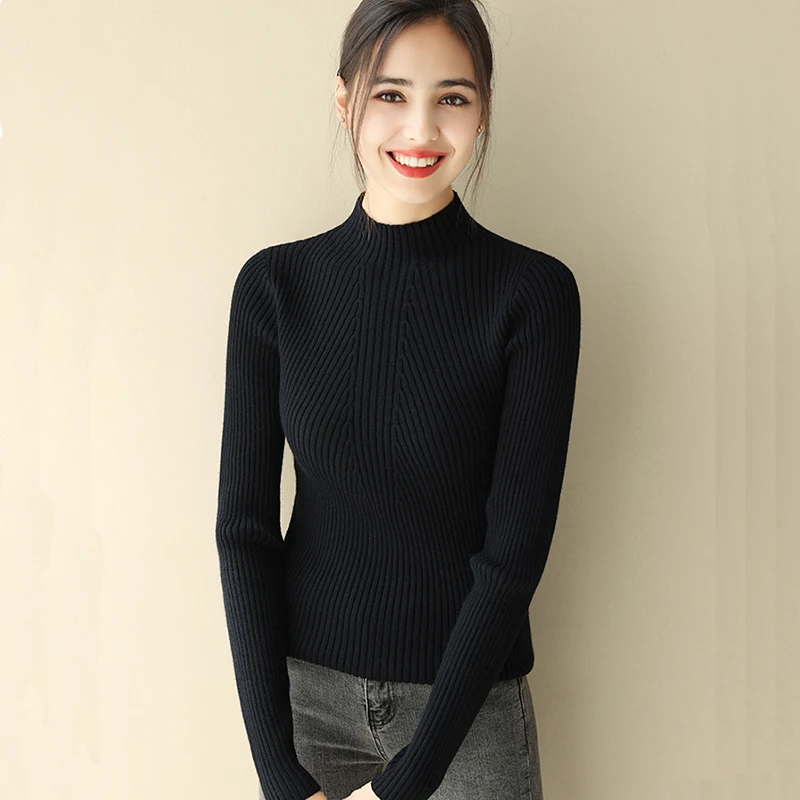 Autumn Winter Turtleneck Sweater Women Basic Slim Pullover Women Sweaters And Pullovers Knit Jumper Ladies Tops 2024