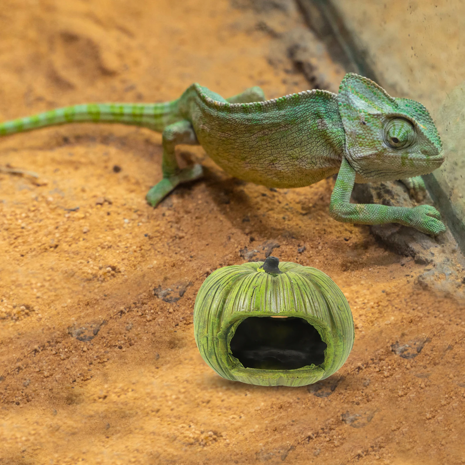 

Pumpkin Cave Lizard Hide Place Tank Accessories Aquarium Hideout Gecko Decorations Hiding House Resin