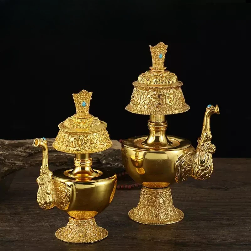 18/22cm Alloy Buddhist Water Purification Bottle, Tantric Prayer Pot, Tibetan Buddhist Altar Supplies, Desktop Ornaments, Ba Pot