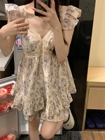 Sweet Princess Style Women's Lace Nightgown Set with Chest Pad V-Neck Short Pants Cotton Summer Sleepwear Casual Home Clothes - Image 5
