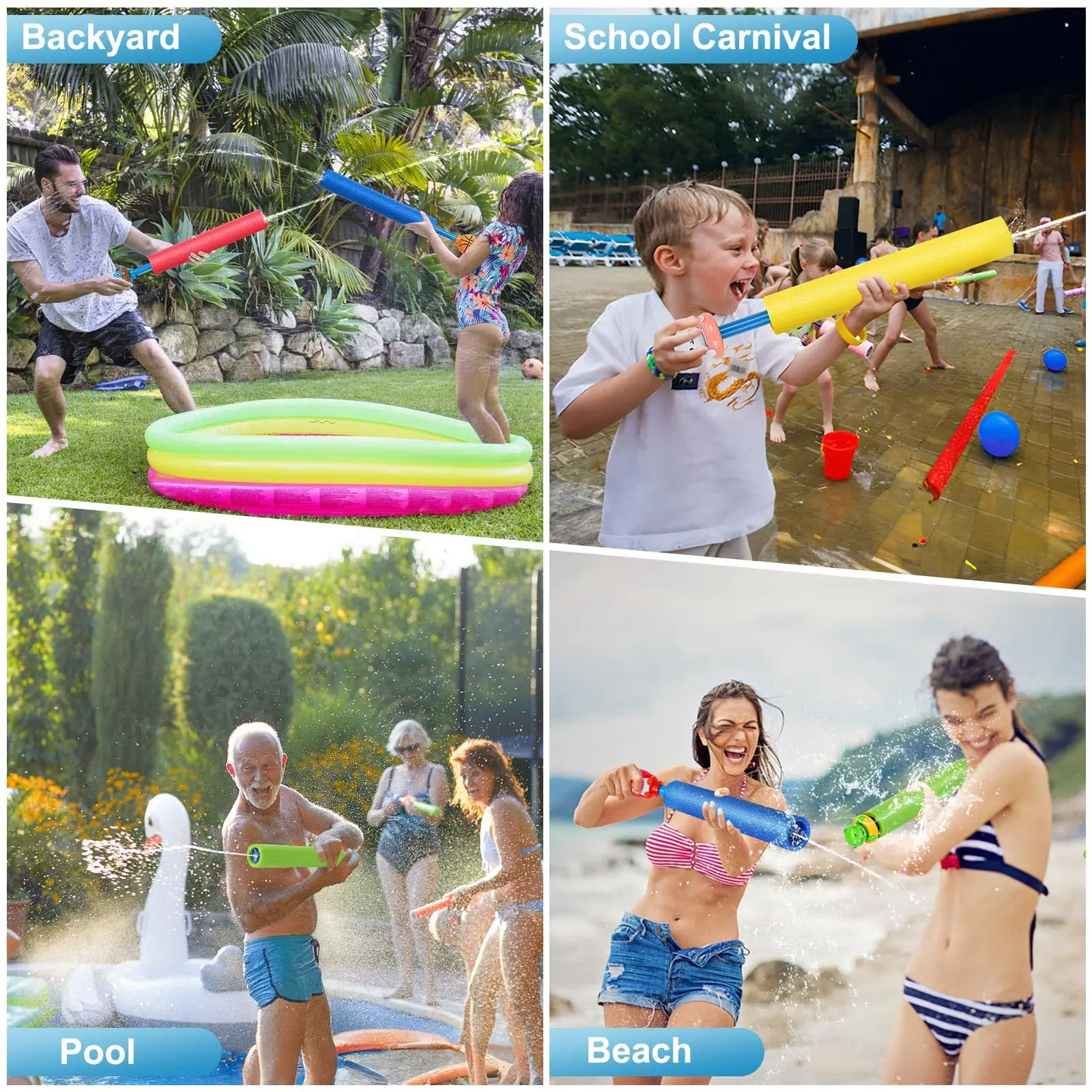 4/6 pçs pistola de água para crianças 40 pés verão espuma watergun brinquedos água squirter soaker blaster piscina ao ar livre jogos de praia brinquedos