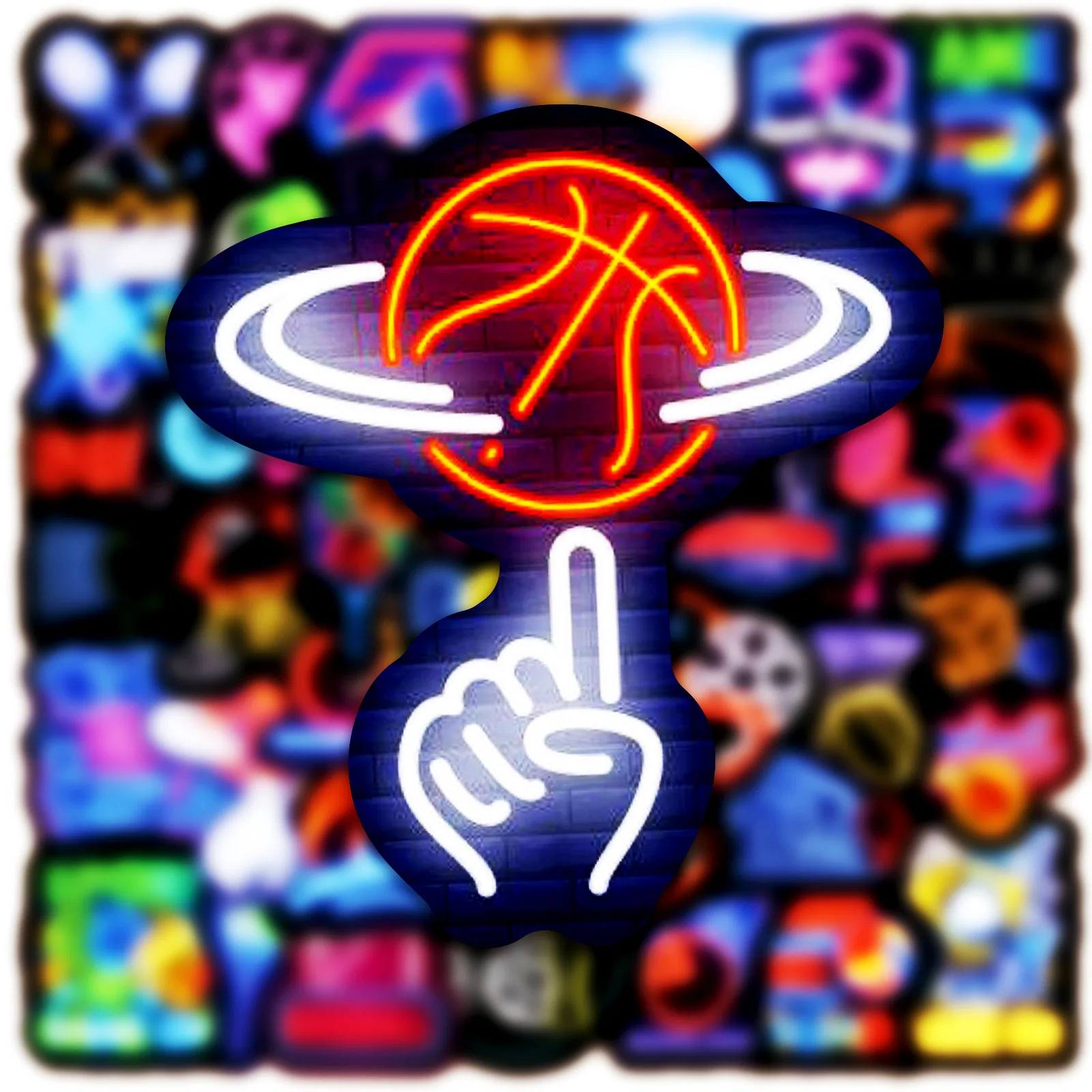 50 STKS Grappige Neon Stijl Stickers Bal Sport Cartoon Decals DIY Kinderen Speelgoed Bagage Laptop Gitaar Auto Fiets Skateboard Decoratie