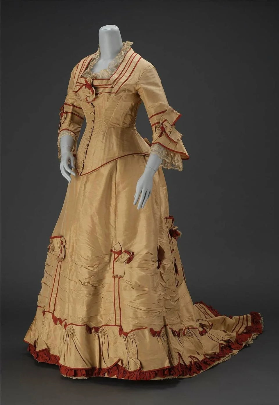 

1875s Vitorian Bustle Afternoon Dress Costume Women Queen Princess Elegant Vintage Dinner Dress