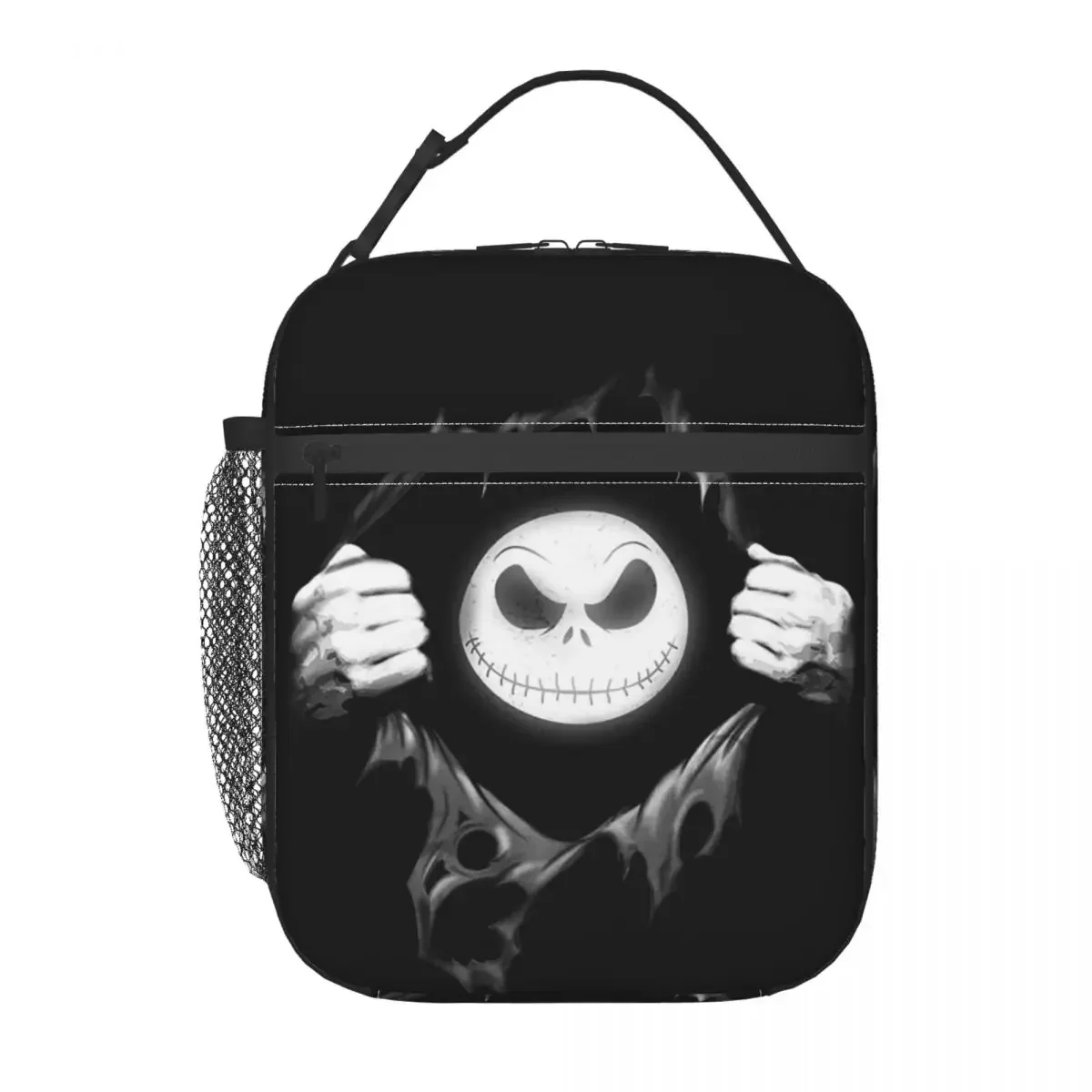 Custom Halloween Skull Jack Insulated Lunch Tote Bag Tim Burton Christmas Horror Movie Portable Cooler Thermal Bento Box