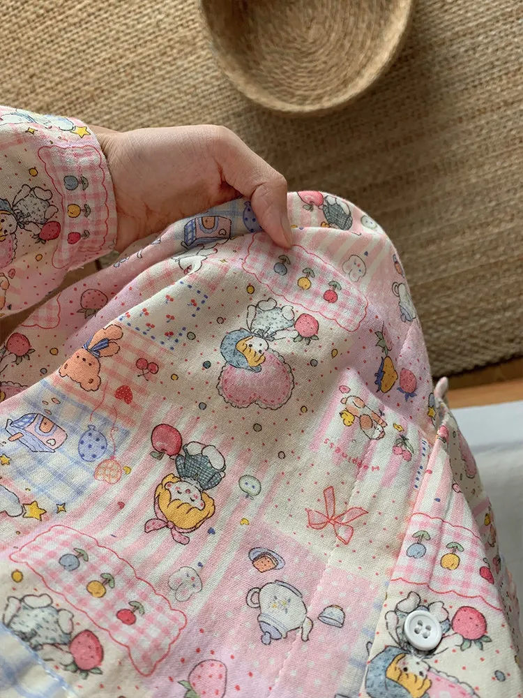 Cute Princess Snow White Print Sleepwear Set Women's Spring Autumn Loose plus Size Home Clothes Comfortable Long Sleeve Pajamas