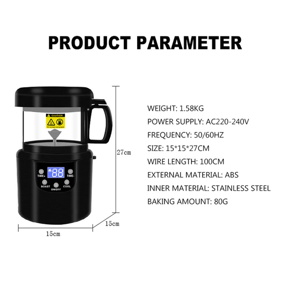 Tostador de café doméstico, máquina tostadora de café eléctrica automática, máquina tostadora para hornear granos de café de aire caliente