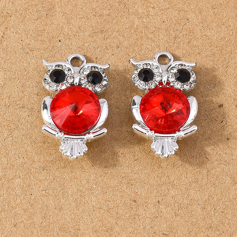 10pcs Cute Crystal Owl Charms for DIY Crafting