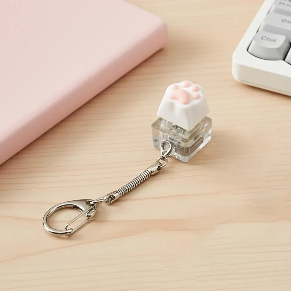 1/4/9Key Mechanical Keyboard Stress Relief Fidget Toy Decompression Cute Cat Paw Key Ring Transparent Keyboard Button Gift view 2