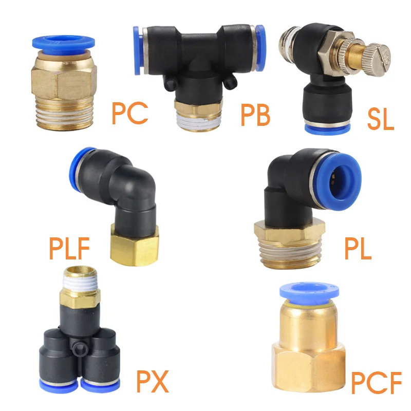 

Pneumatic Air Connector Fitting PC PCF PL PB PX PLF 4mm 6mm 8mm 10mm Thread 1/8 1/4 3/8 1/2 Hose Fittings Pipe Quick Connectors