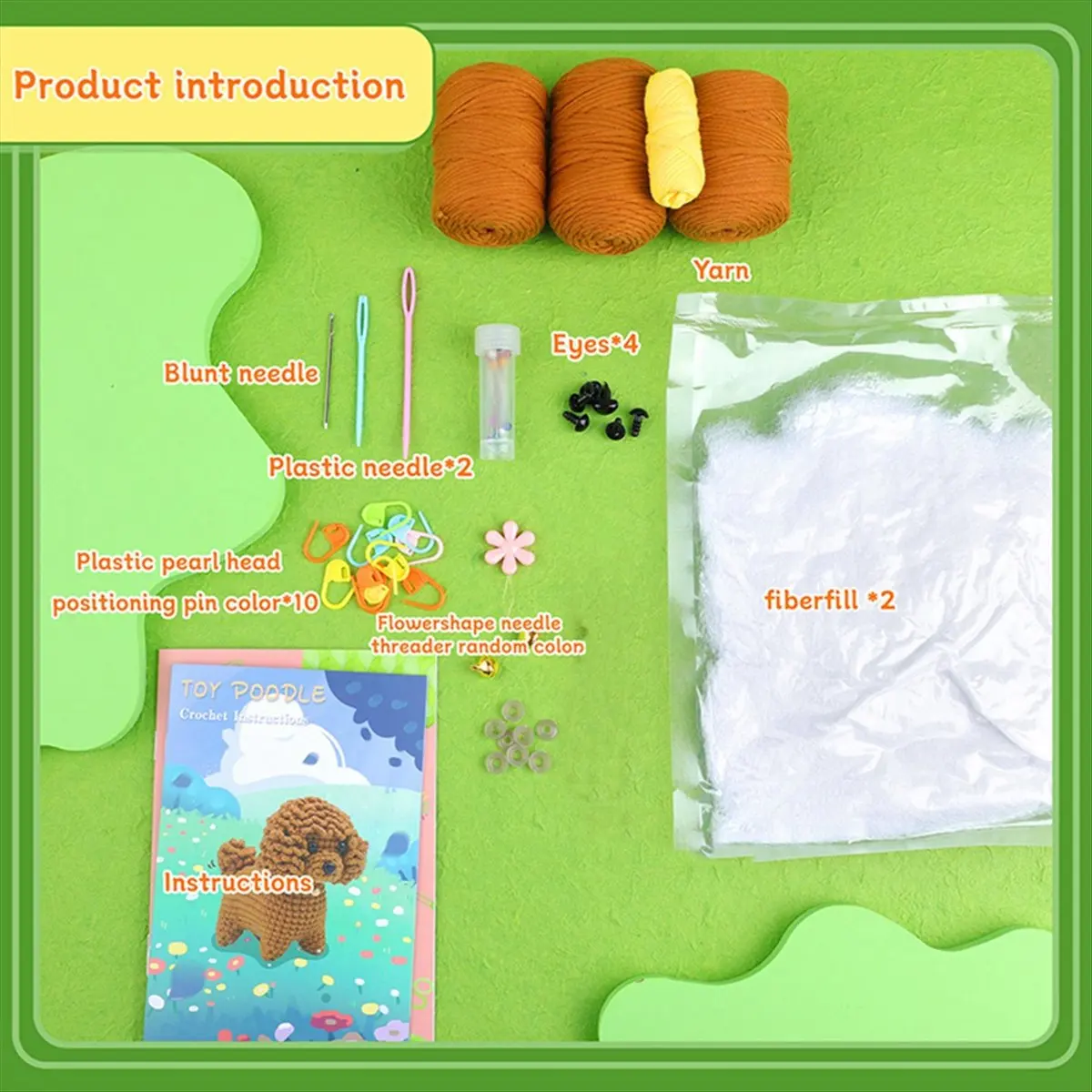 *HOPE Crochet Kit DIY Teddy Dog Crochet Kit with Knitting Yarn Needles Plush Doll Easy for Beginner Includes Enough Yarn Hook