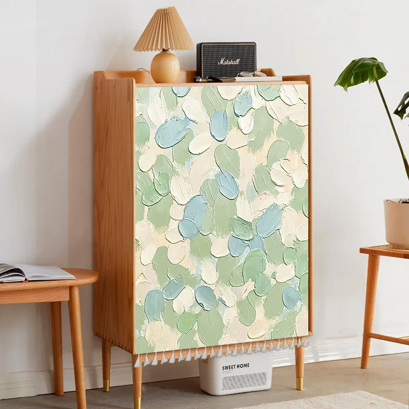 VIKAMA Textured Oil Print Velcro Cover Curtain Cabinet Office Credenza Dustproof and Ugly Covering Curtain Home Decoration