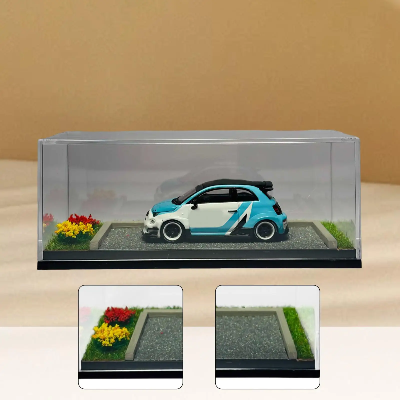1/64 Vehicle Model Display Case, 1/64 Scenery Diorama Parking Lot, Showcase Tabletop Decor Parking Scene, Display Box