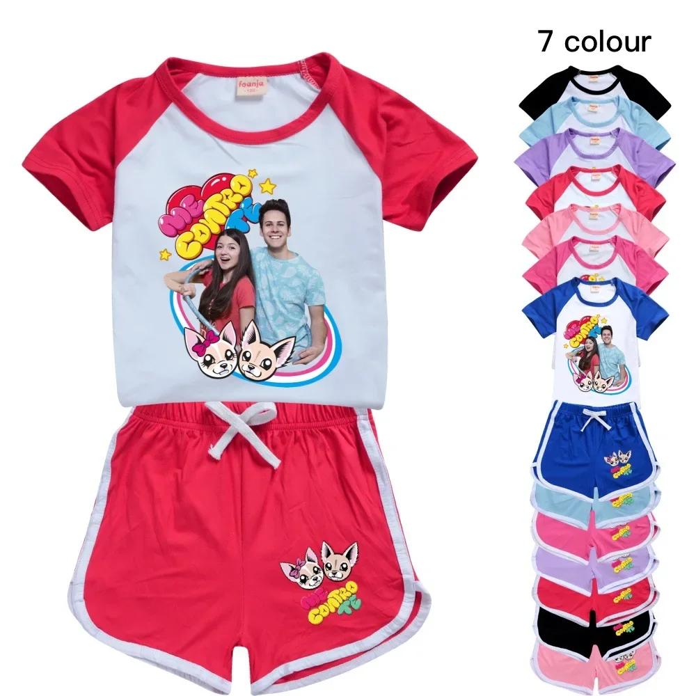 

New Kids Baby Girls Clothes Outfits Cartoon Me Contro Te T-shirt Shorts Children Home Casual Sports Short-sleeved Pyjamas Suit