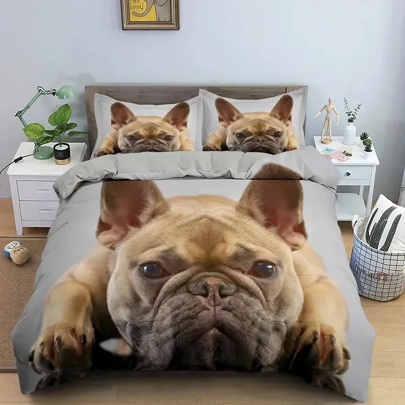 

Bulldog Sad and Tired Bulldog Laying Down Pure Breed Comfortable Duvet Quilt Cover Pillowcase Bedding Set Children Home Textile