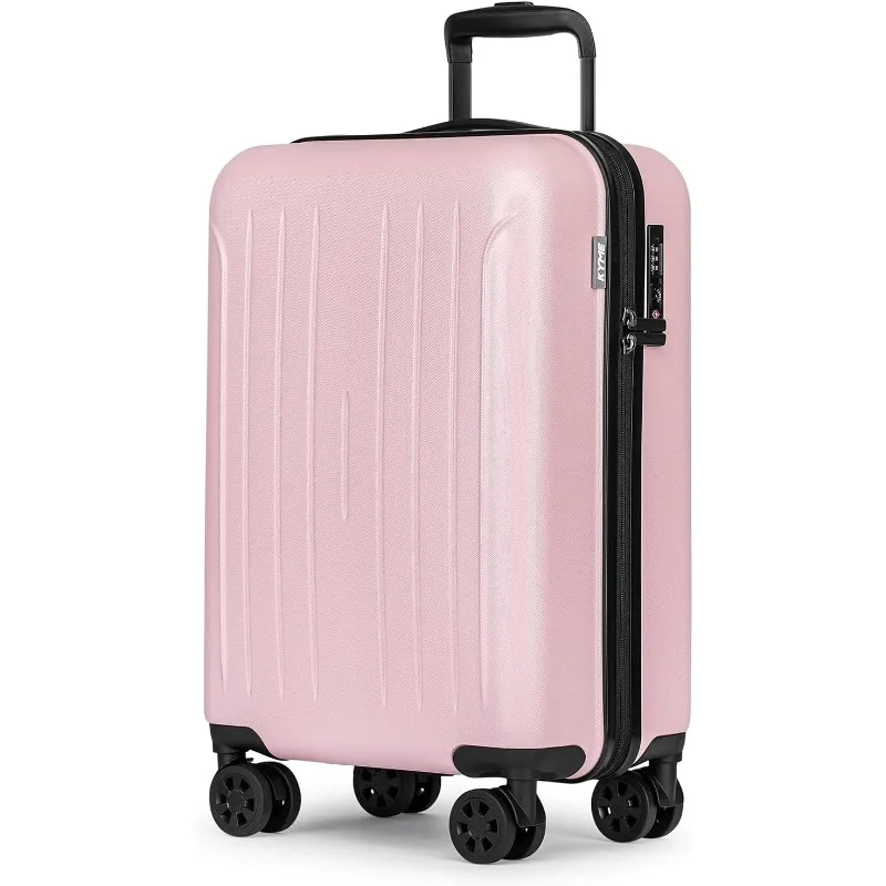 Pink Carry On Luggage 22x14x9 Airline Approved, 20 Inch Hardside Suitcases With Wheels, Hard Shell Suitcase With TSA Lock