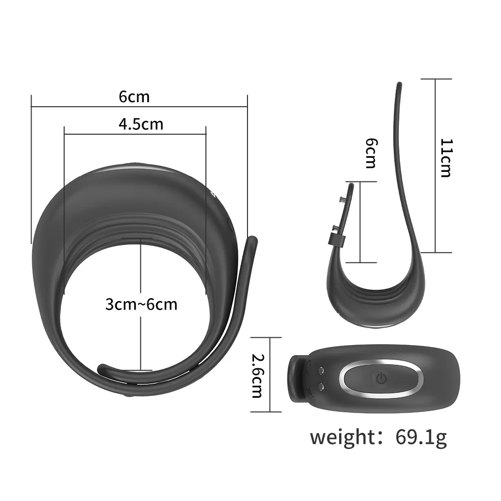 Soft Silicone Penis Cock Ring Wristband For Men Delay Ejaculation Semen Locking Ring 10 Vibration Modes for Couples