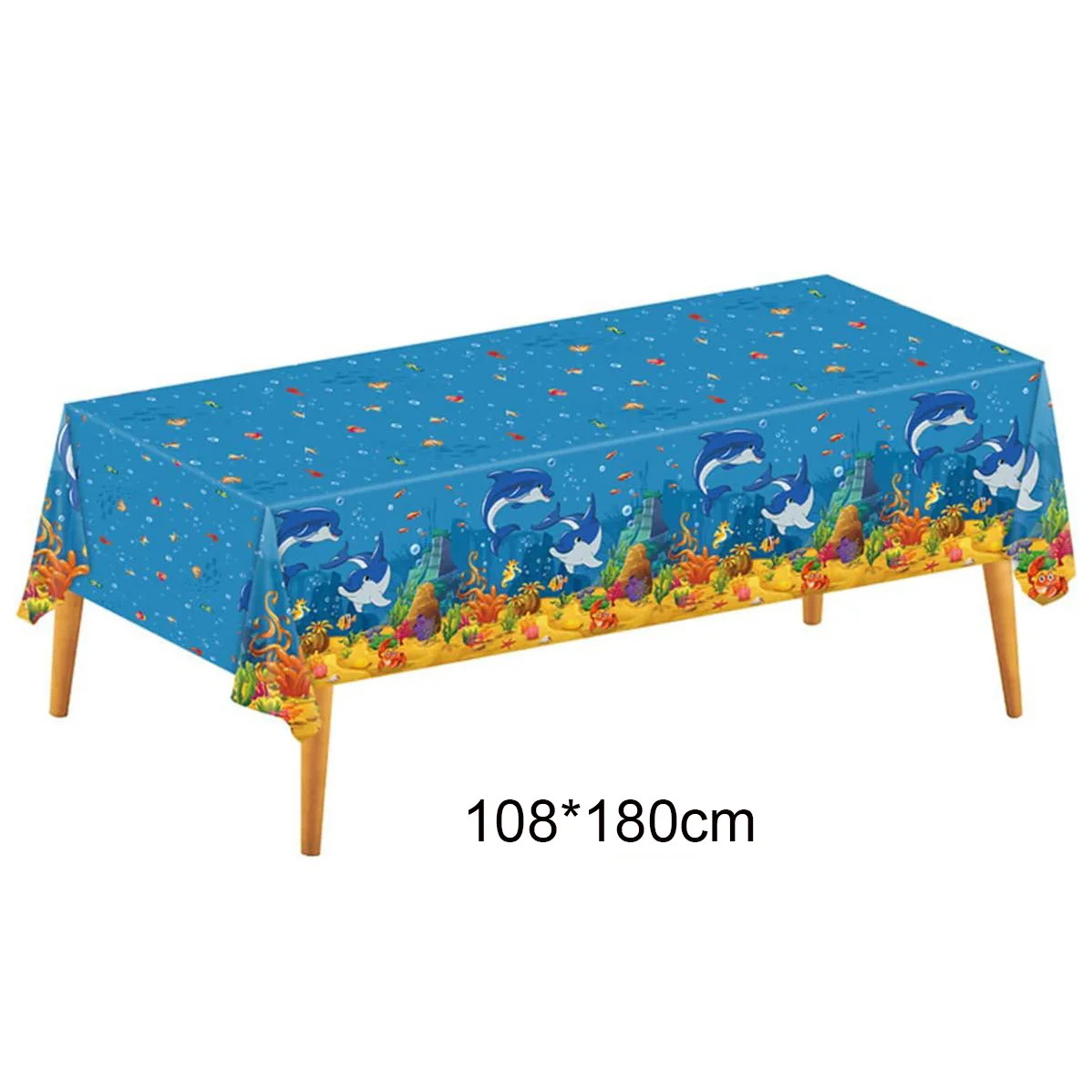 Shark Party Tablecloth Ocean Waves Underwater Table Cover Kids Birthday Baby Shower Blue Ocean Animals Shark Theme Party Supplie