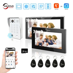 Tuya 7/10 Inch Video Intercom Doorphone Touch Screen with Wired Doorbell 1080P 148° APP Password Fingerprint Card Swipe Monitor