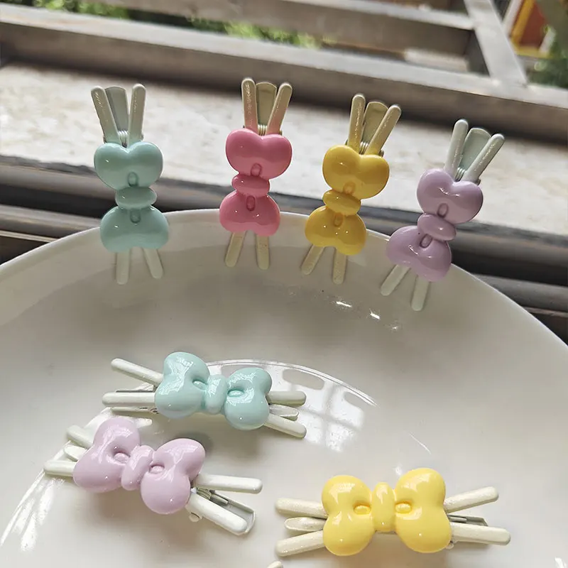 Cute Bow Hair Clip 5 Colors Non-Slip Duckbill Clips Elegant Side Bang Clips for Girls Fashion Y2k Hair Accessories Tight Hold view 4