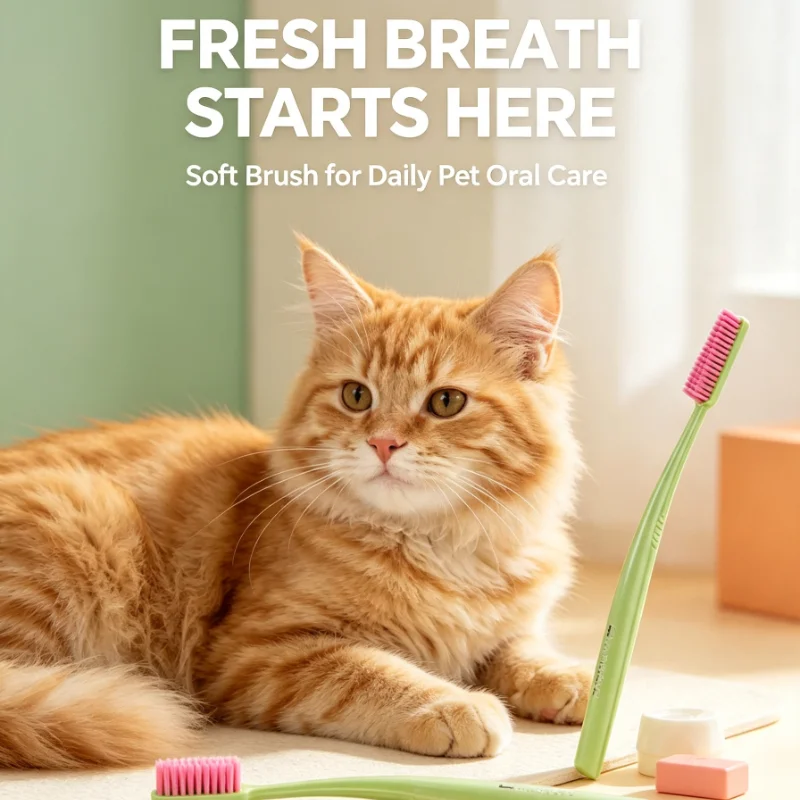 2Pcs/Set Soft Bristle Pet Toothbrush Narrow Neck Long Head for Cats Dogs Oral Care Anti Plaque Gum Protection Flexible Angle