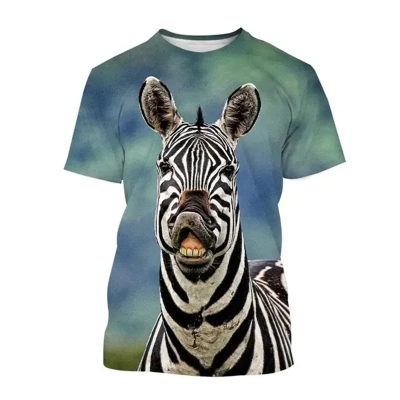 Summer Fashion Casual Fun Animal Graphic T-shirts For Men New Trend Personality 3D Printed Round Neck Street Style Short Sleeve