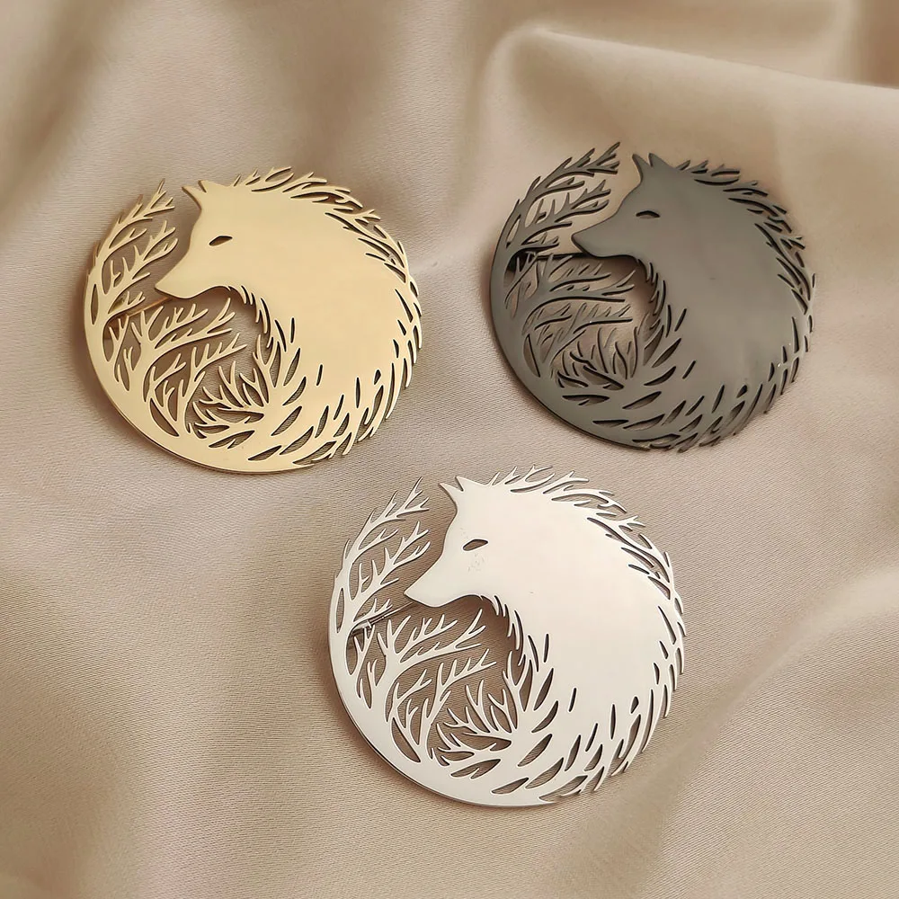 Creative Tree-Pattern Wolf Brooch Luxury Suit Lapel Pin Men's and Women's Coat Badge Wedding Party Gift Waterproof Jewelry view 6