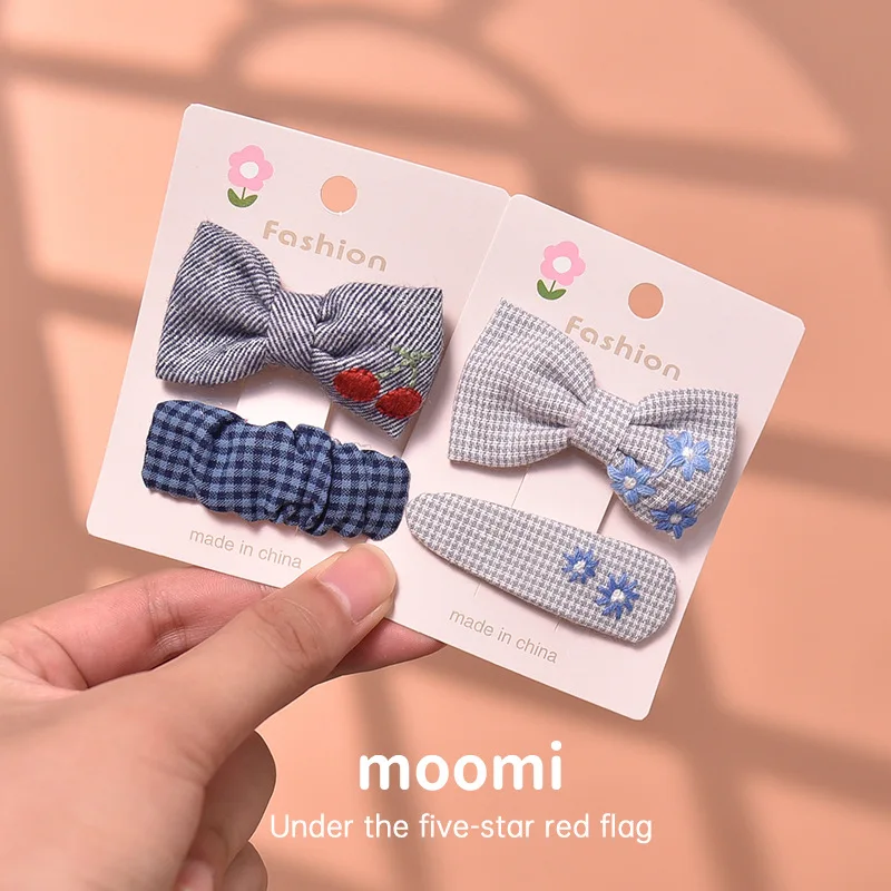 Hair Clips Girls Embroidery Flower Premium Cloth BB Clip Side Fringe Hairpin Cute Headwear Portable Standard Size Soft Cozy New