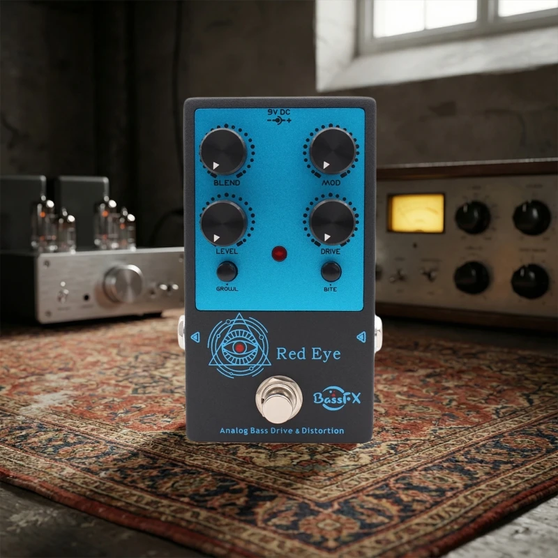

Fanmuzk Red Eye Bass Preamp Distortion Pedal Analog Drive Effect with Blend Control/for Electric Bass Guitar Stompbox