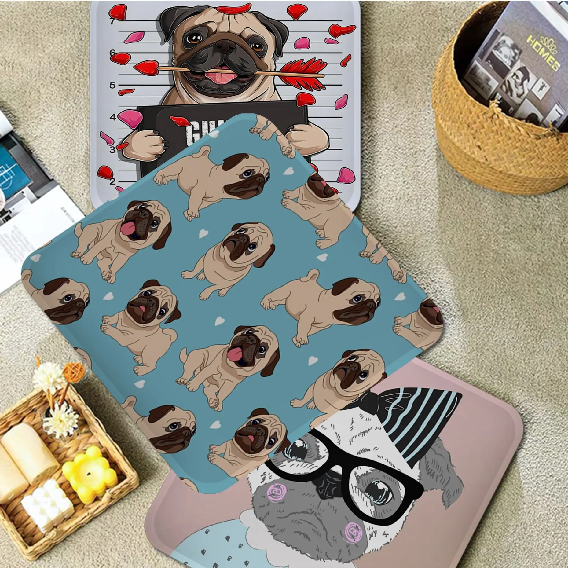 

Pug Dog Cushion Mat Simplicity Multi-Color Dining Chair Cushion Circular Decoration Seat For Office Desk Outdoor Garden Cushions