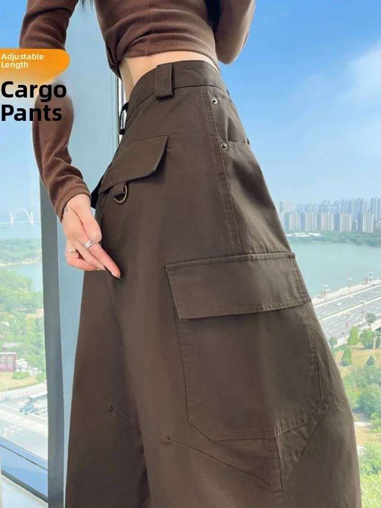 ay Pantaloni da lavoro retrò a gamba larga da donna a vita alta dimagranti pantaloni sportivi con coltello di piccole dimensioni primavera autunno nuovo arrivo