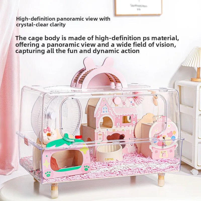TV Pro Hamster Cage High Definition Transparent View Habitat for Hamsters Reptile and Small Pet Villa Landscape Design Enclosure