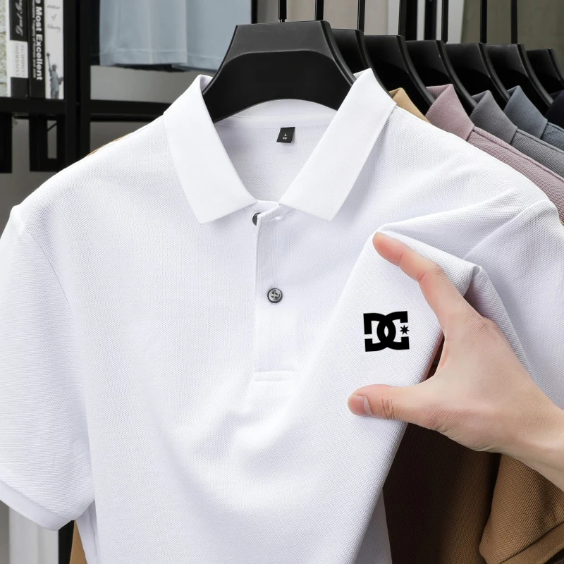 

Men's 100% Pure Cotton Short Sleeve Polo Shirt Summer Comfortable Breathable High-End Brand Designer Embroidered T-Shirt