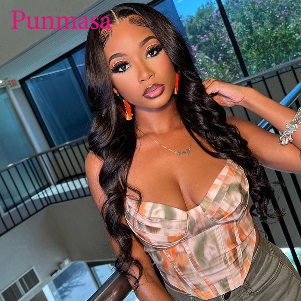 Punmasa Dark Green Body Wave Human Hair Wig 13x6 Transparent Lace Front Wigs for 200% Black Women PrePlucked 13X4 Frontal Wig