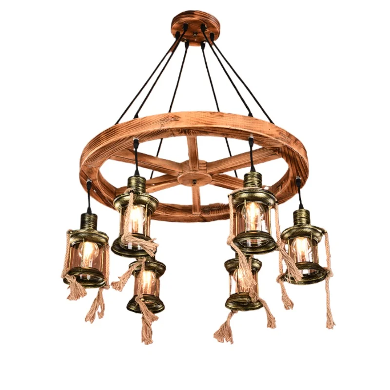 

Solid wood homestay wrought iron bar cafe clothing store chandelier