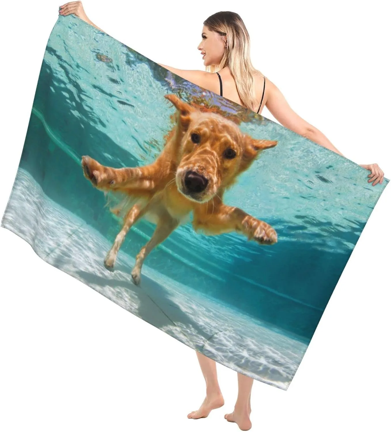 Cute Dog swimming Beach Towel for Family stuffs friends Gifts Quick-Dry For Bath Yoga Tourism Beach GYM Camping Swimming towels