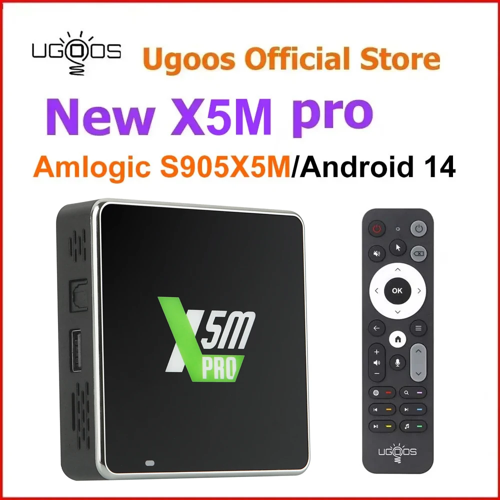 우구스 X5M PRO 스마트 TV 박스 안드로이드 14 Amlogic S905X5M 4GB 32GB 2.4G/5G 와이파이 BT5.4 1000M 4K 셋톱박스 미디어 플레이어