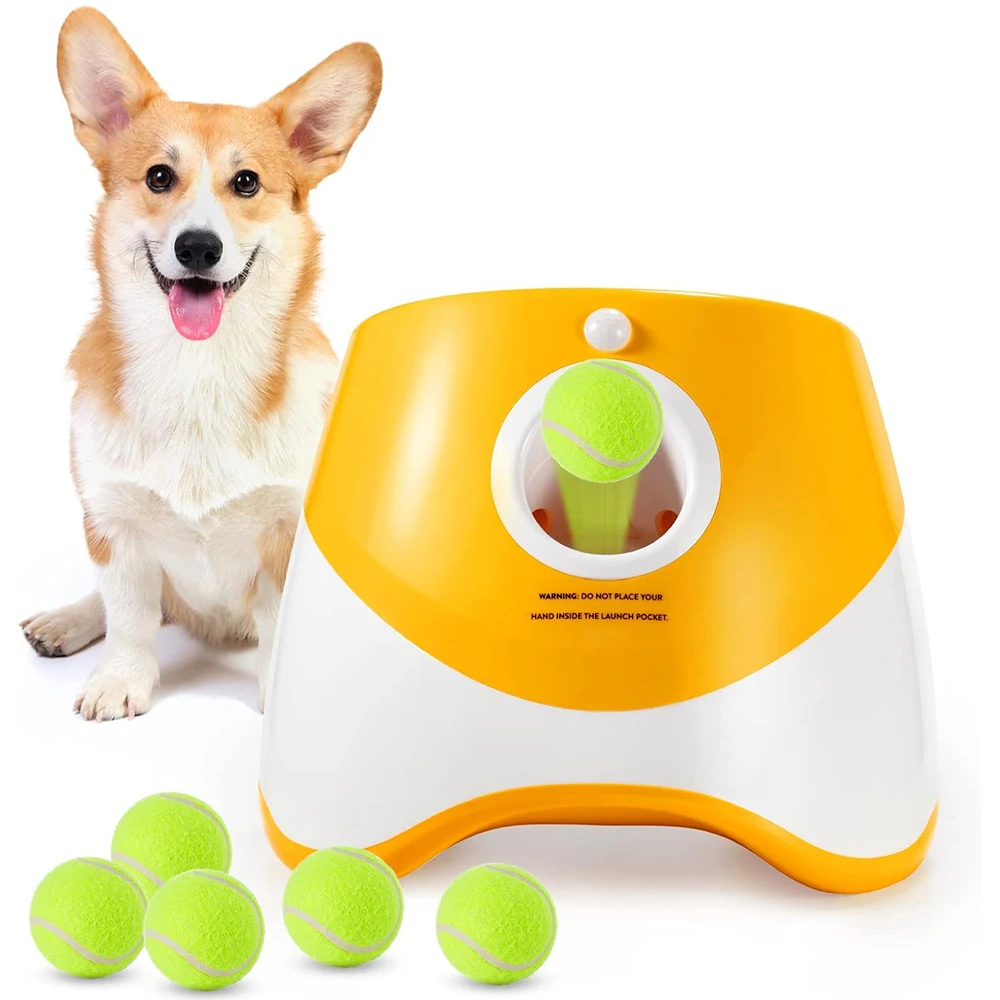 Dog Launcher Automatic Dogs Chase Toy Tennis Throwing Pinball Machine Fun Interactive Throw Rechargable Catapult USB Charging