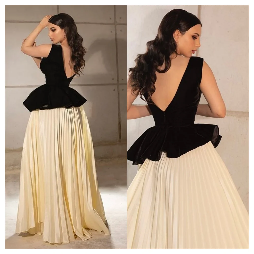 

Customized Elegant Black Chiffon Evening Dress Modern V-Neck Spaghetti Straps Sleeveless Party Dress Fashion Celebrity Gowns