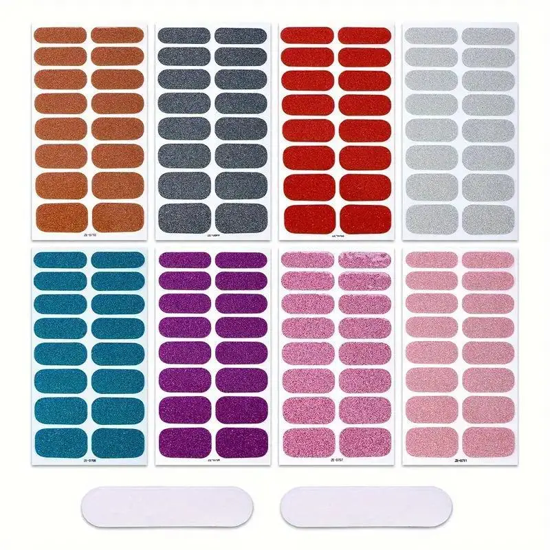 Glitter Self Adhesive Nail Polish Strips Long Lasting Shimmery Colors For Home DIY Manicure Daily Wear Parties
