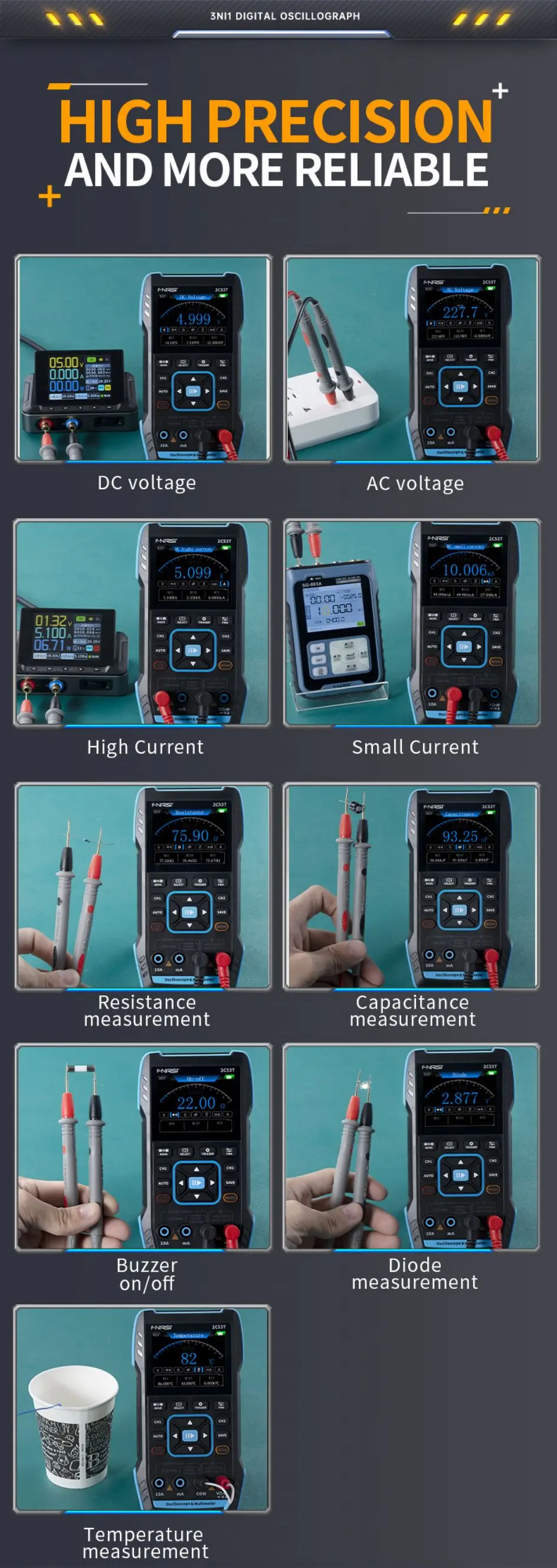 2C23T, 2C53T 3-in-1 Digitales Oszilloskop Multimeter DDS Signalgenerator – Detail 35
