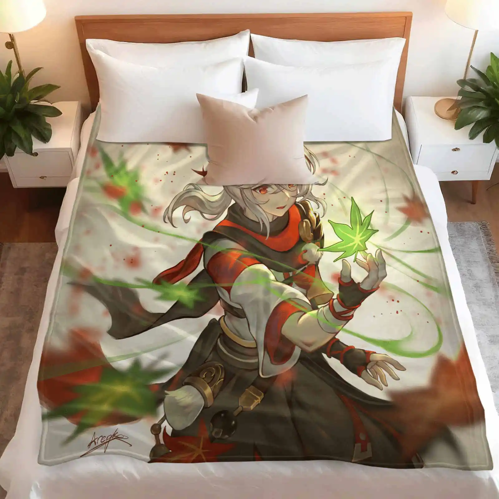 Genshin Impact Kaedehara Kazuha Coperta in flanella per letti da picnic Divano Casa Camera da letto Regali per bambini