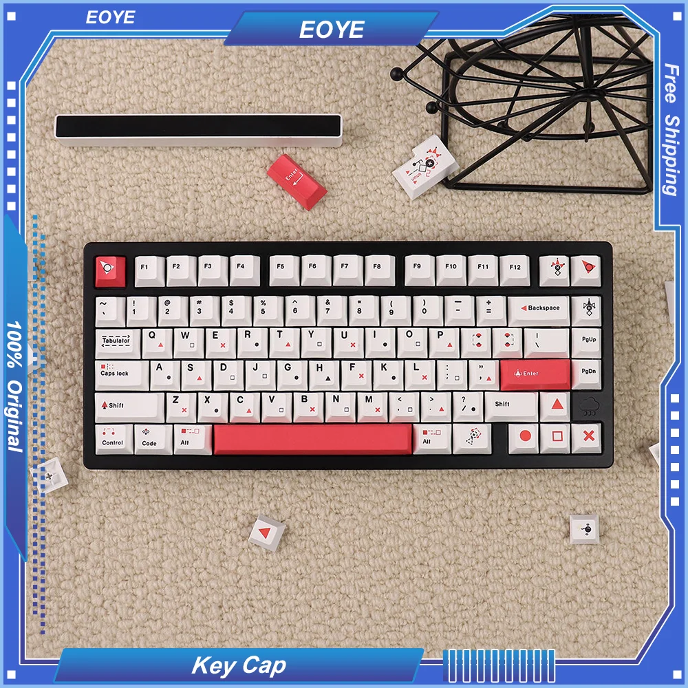 148 Key Caps Keycap PBT Thermal Sublimation Original Profile Large Full Set Tic Tac Toe Gaming Theme Custom Keyboard Accessories