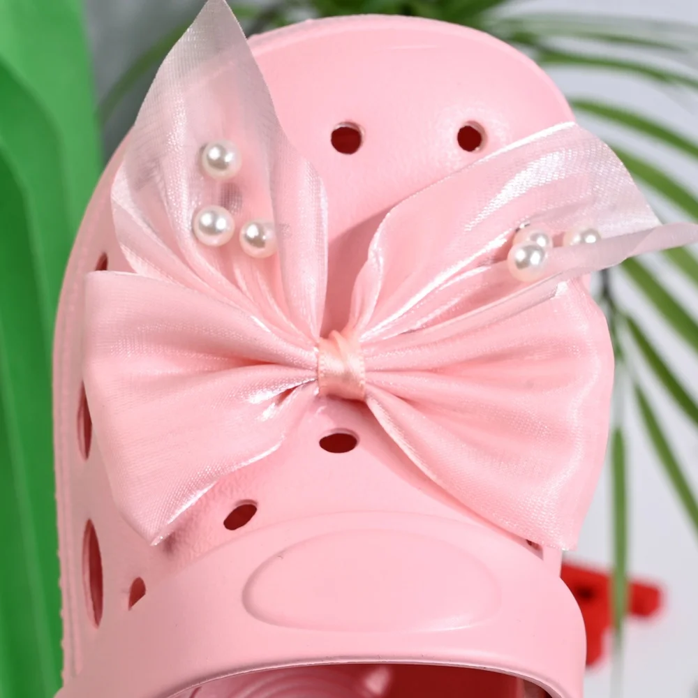 Children's Slippers Summer Girls Lace Bow Cute Anti-Slip Open-Toe Clogs Infant Toddler and Big Kids Sandals