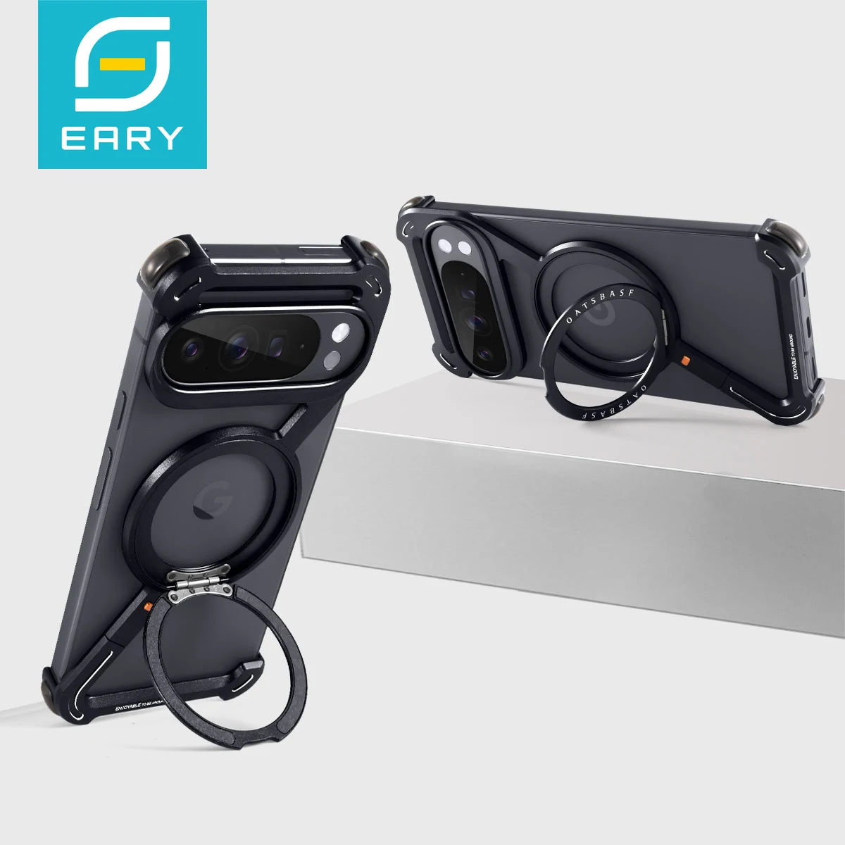 

Eary Aluminum Phone Case for Google Pixel 10 Pro XL Metal Frameless 360°Rotate Magnetic Stand Bumper Shockproof Slim Shell Cover