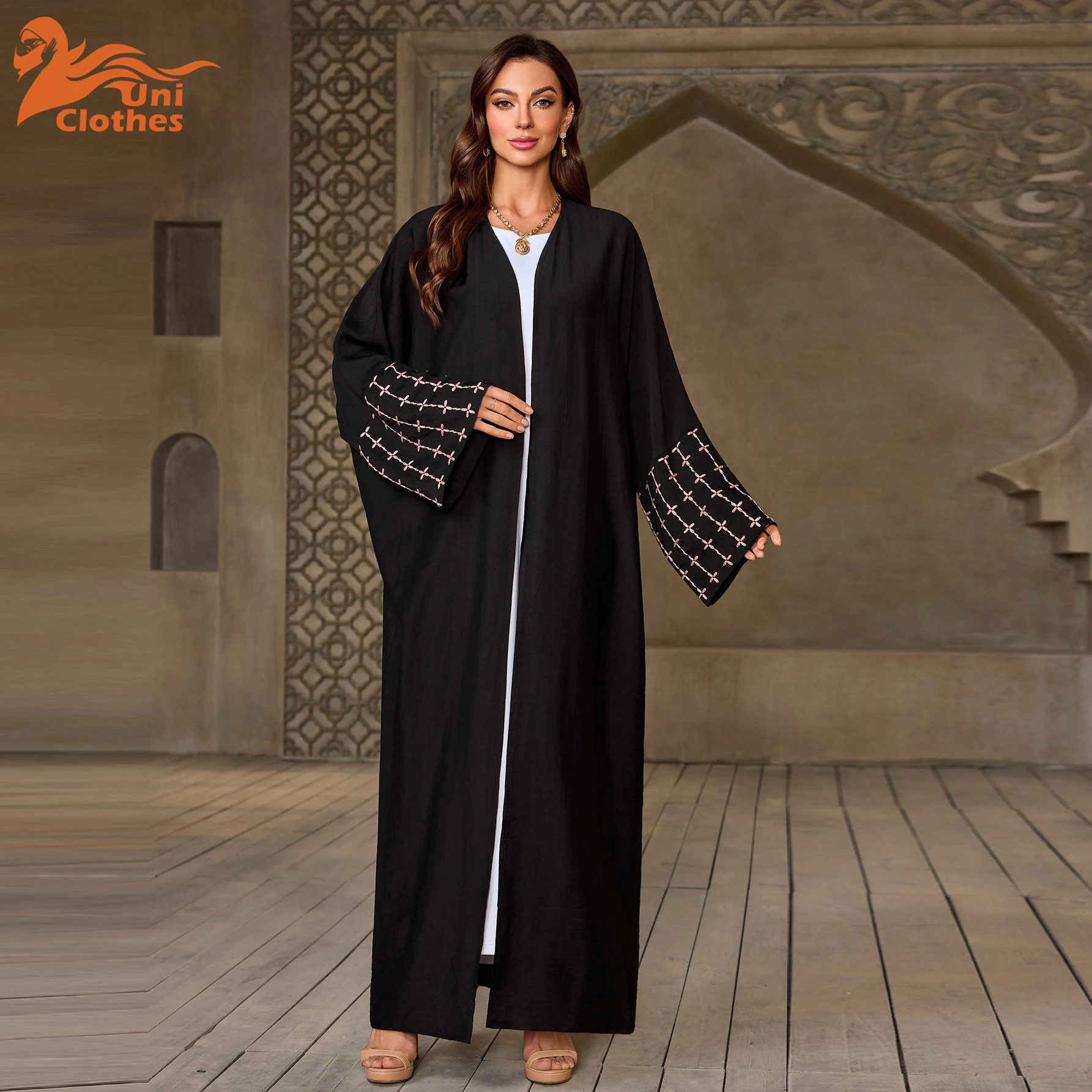 

UNI открытое мусульманское кимоно Абая Дубай элегантный кафтан скромное платье Абая для женщин ислам марокканский халат Arabe Femme Musulmane