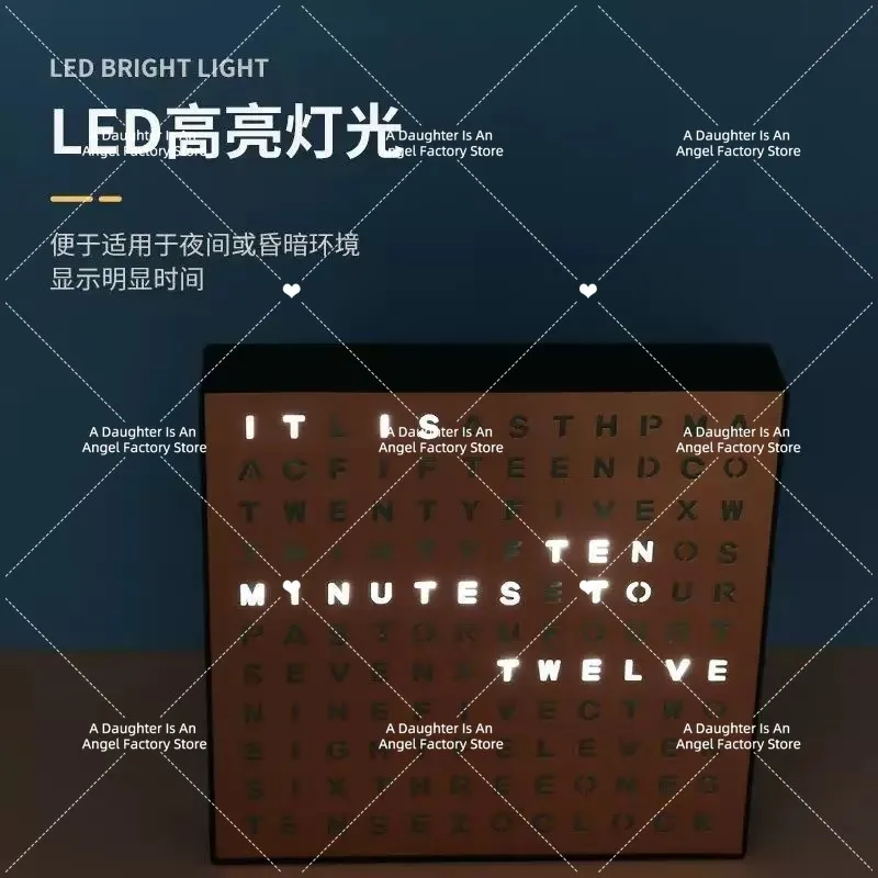 Fashionable Desktop Ornaments, Timed Lightbox, Electronic Lightbox, English Clock, LED Alphabet, Creative Gift