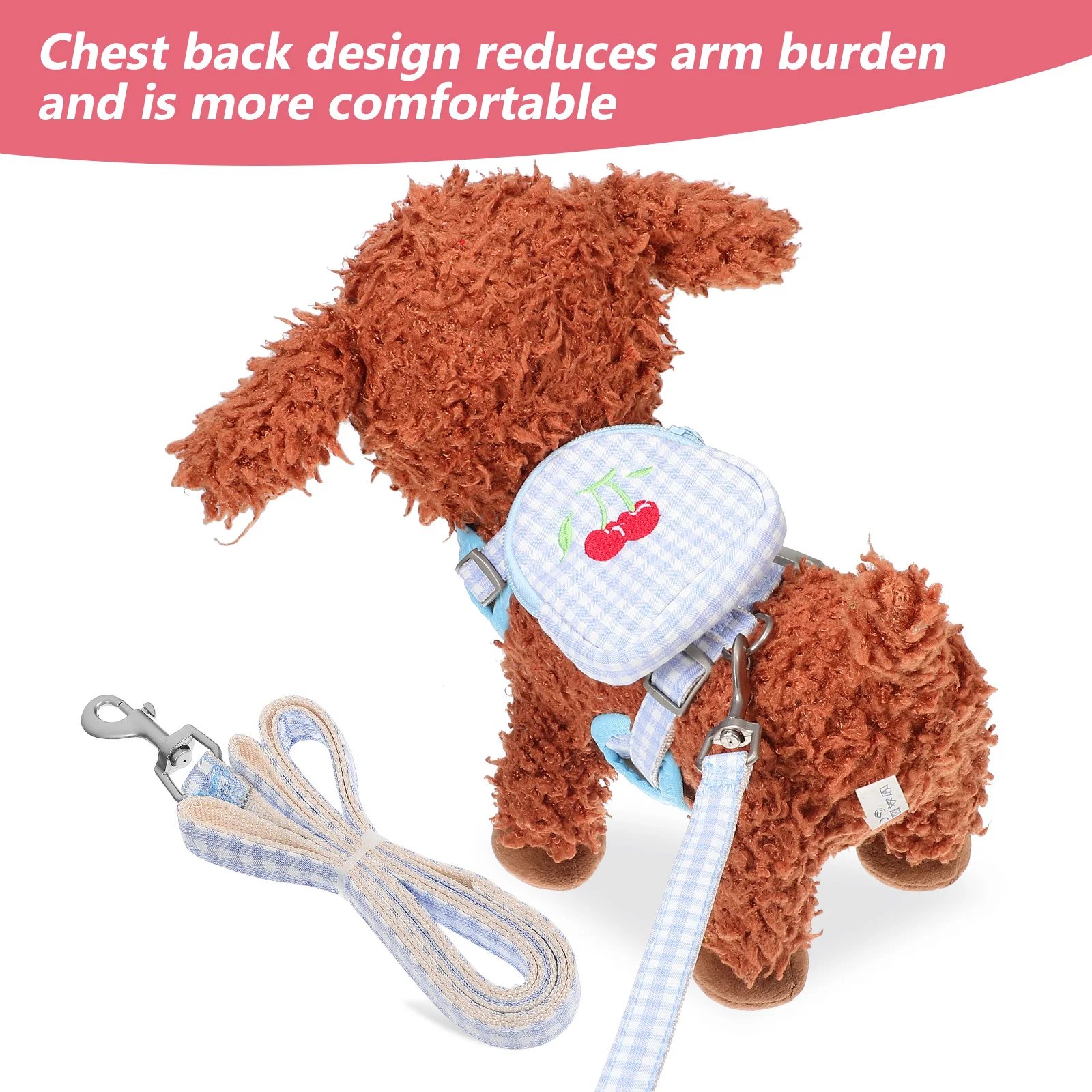 

2pcs Dog Harness Backpack For Small Dogs Plaid Pet Vest With Storage Bag Adjustable Puppy Leash Outdoor Training Gear Pet Supply