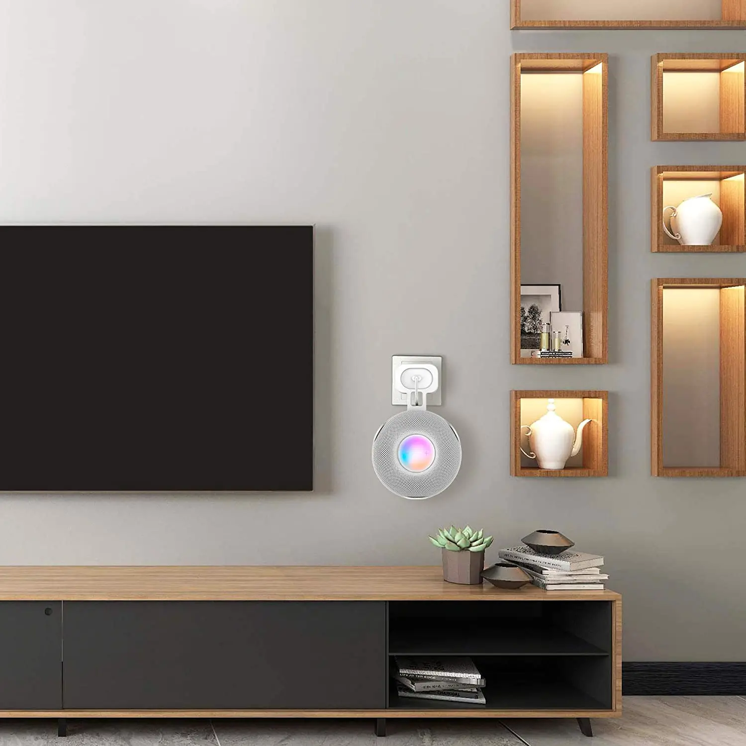 Premium Wall Mount Holder for Apple Homepod Mini Stand,Perfectly Hide the Power Cord,Speaker Stand Accessories White