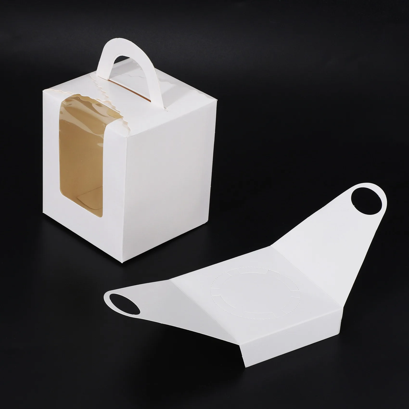 

Y42A-50 PCS Single Cupcake Boxes White Individual Cupcake Carrier Holders With Window Inserts For Bakery Wrapping Packaging