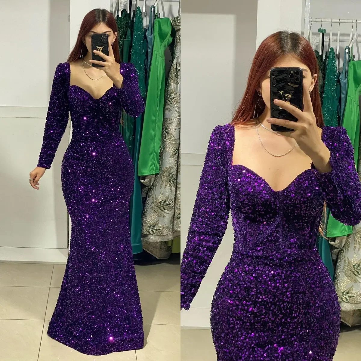 Luxuriöses Glitzer Glitter Meerjungfrau Abendkleid elegante Damen sexy Schatz Wickel Hüften mit boden langen Abschluss ball Party kleid